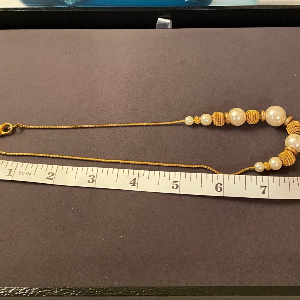 Gold and Pearl Beaded Statement Necklace - Women Jewelry - Picture 6 of 7
